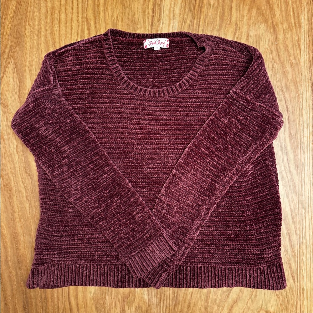 Maroon Chenille Sweater Size M